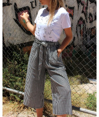 Black and white pants with stripes