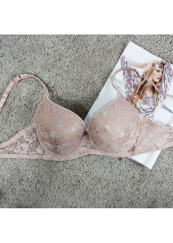 Plain colored  bra with lace