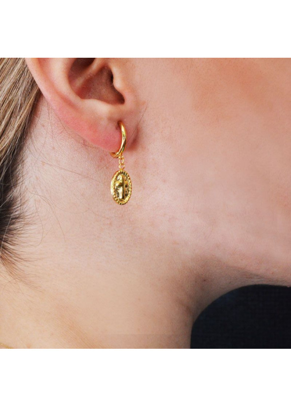 Gold colored hoops with cross