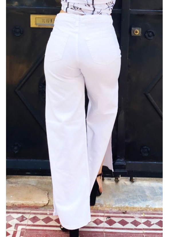 Λευκό παντελόνι με άνοιγμα