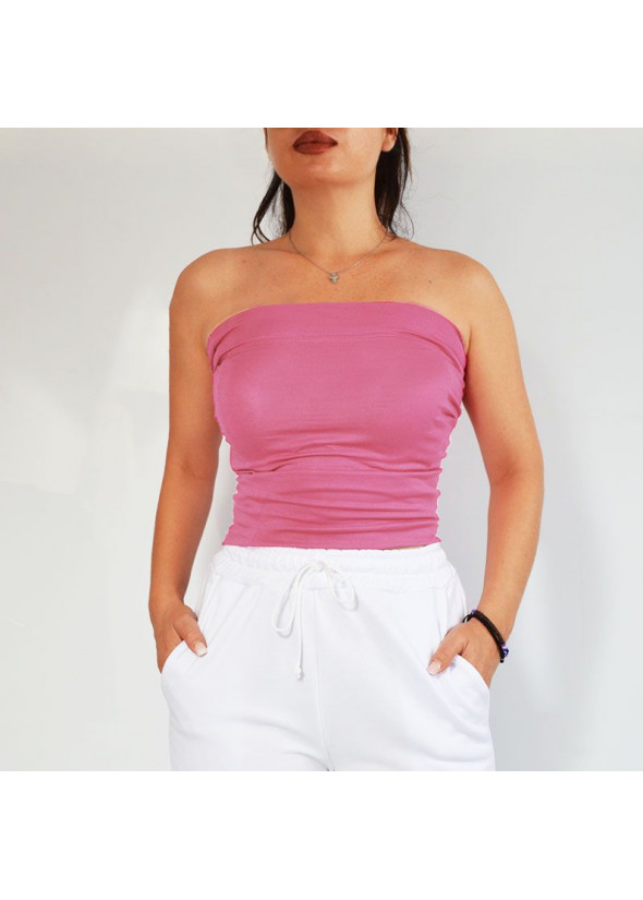 Strapless top pink