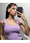 Rib top with ruffles