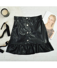 Mini leatherette skirt with ruffles
