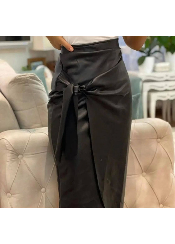 Midi leatherette skirt