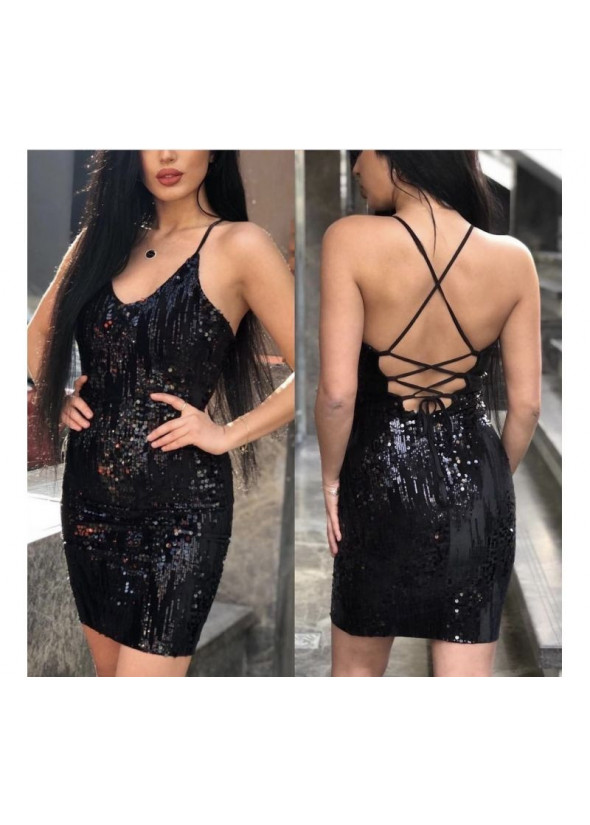 Backless sequined dress