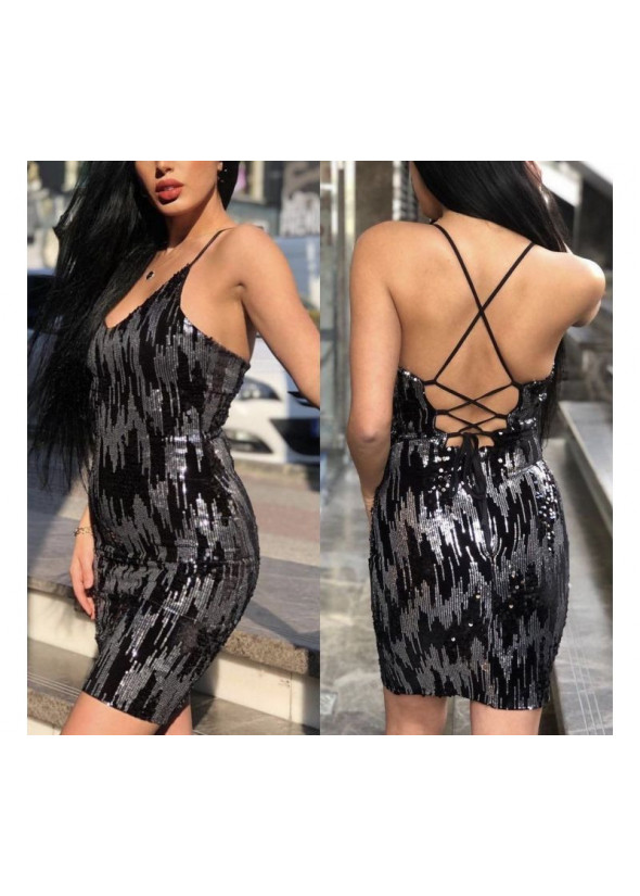 Backless sequined dress