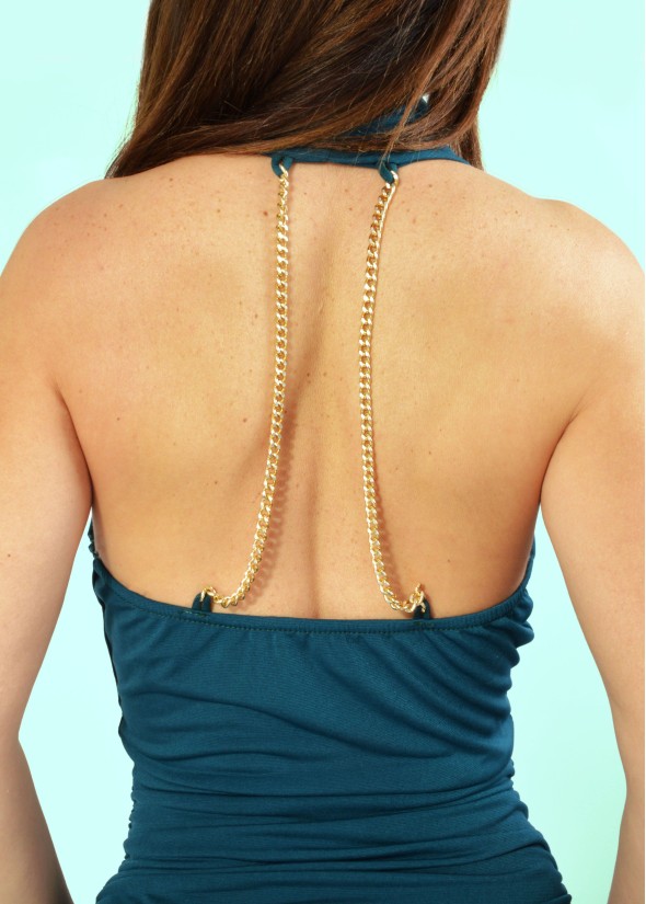 Mini backless dress with chains