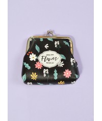 Coin purse with flower pattern