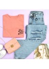 Crop top plain color with pocket and print