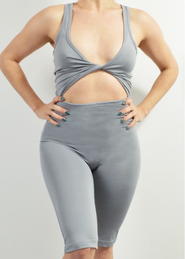 Βiker jumpsuit with swirled pattern on the front