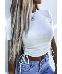 Crop top μπλουζάκι σουρωτό στο πλάι