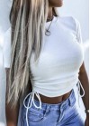Crop top μπλουζάκι σουρωτό στο πλάι
