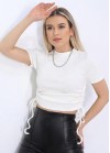 Crop top plain top with ribbons on the sides