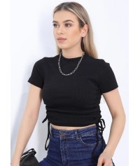 Crop top plain top with ribbons on the sides