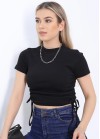 Crop top plain top with ribbons on the sides