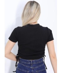 Crop top plain top with ribbons on the sides