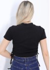 Crop top plain top with ribbons on the sides