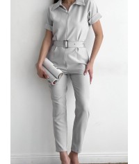 Jumpsuit with zip and belt