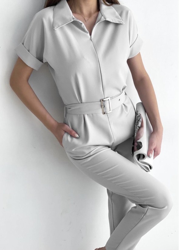 Jumpsuit with zip and belt