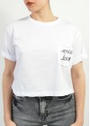 Crop top plain color with pocket and print