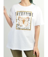 Τ-shirt με στάμπα και στρας