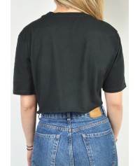 Crop top plain color with print and chain