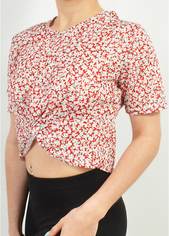 Floral crop top with knot