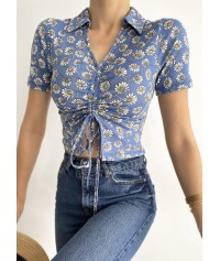 Floral top with collar