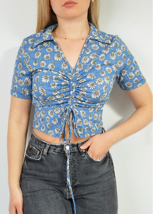 Floral top with collar