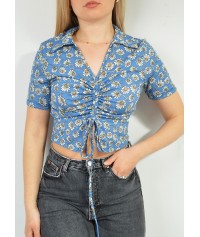 Floral top with collar