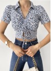 Floral top with collar