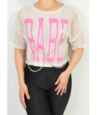 See through top with stamp and chain