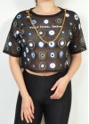 Διάτρητο crop top με αλυσίδα και ματάκια