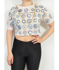 Διάτρητο crop top με αλυσίδα και ματάκια