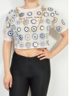 See through crop top with chain and evil eye