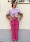 See through top with stamp and chain