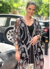 Long kimono with stiched pattern