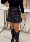 Mini leatherette skirt with ruffles