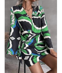 Printed dress with front knot
