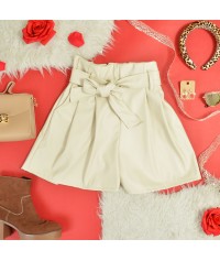 Faux leather shorts with belt