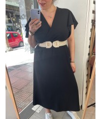 Φόρεμα κρουαζέ με καμπανιζέ μανίκι