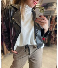 Biker jacket δερματίνης