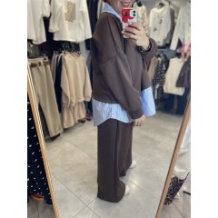 Plus Size Σετ Φόρμας με ενσωματωμένο πουκάμισο