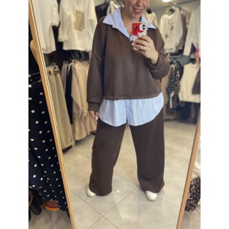 Plus Size Σετ Φόρμας με ενσωματωμένο πουκάμισο