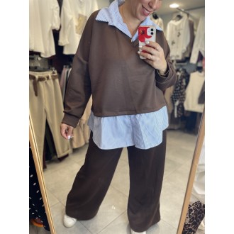 Plus Size Σετ Φόρμας με ενσωματωμένο πουκάμισο