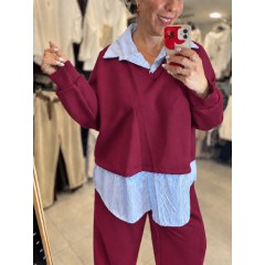 Plus Size Σετ Φόρμας με ενσωματωμένο πουκάμισο