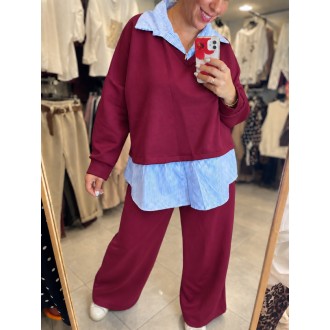 Plus Size Σετ Φόρμας με ενσωματωμένο πουκάμισο