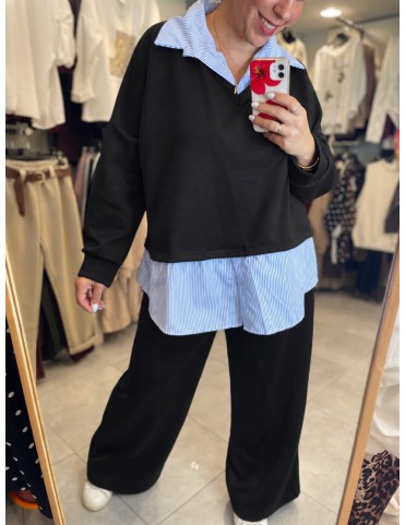 Plus Size Σετ Φόρμας με ενσωματωμένο πουκάμισο