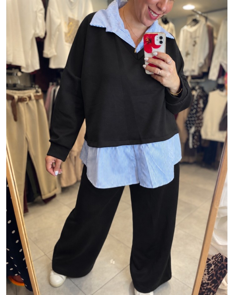 Plus Size Σετ Φόρμας με ενσωματωμένο πουκάμισο