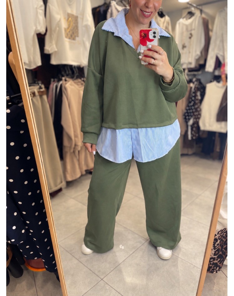 Plus Size Σετ Φόρμας με ενσωματωμένο πουκάμισο